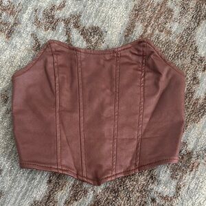 Edikted Brown Faux Leather top